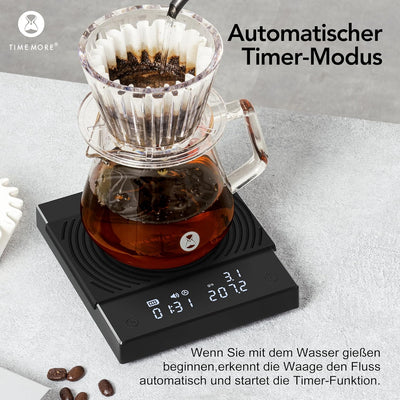 TIMEMORE Black Mirror Basic 2, Pour-Over Drip Coffee Scale mit automatischem Timer und Durchflussrat