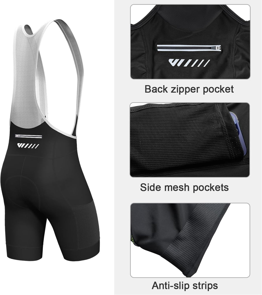 Lo.gas Herren Radfahren Bib Shorts, Gel Gepolstert Mit Taschen, Atmungsaktiv Quick-Dry für Männer S