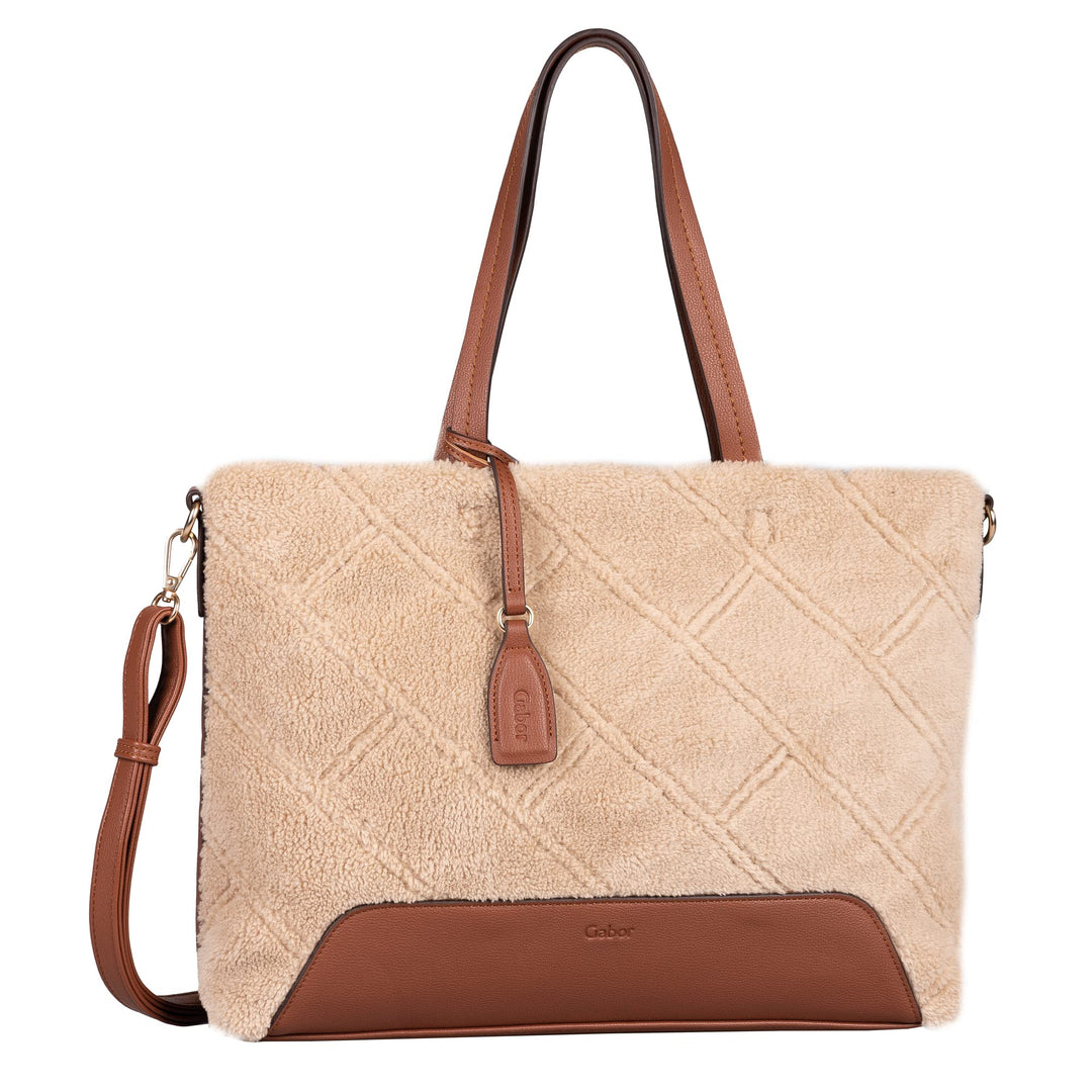 Gabor bags Donna Damen Shopper Umhängetasche Reissverschluss Mittelgross Beige