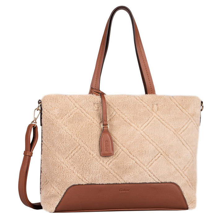 Gabor bags Donna Damen Shopper Umhängetasche Reissverschluss Mittelgross Beige