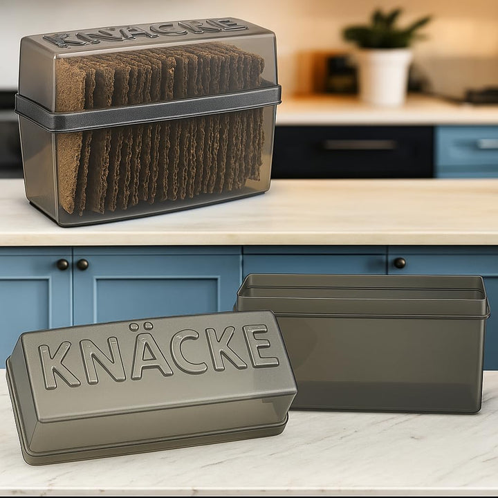 Knäckebrotdose Knäckebrot Box mit Deckel - Brotbox - luftdicht - Aufbewahrungsbox - Transparent/weis
