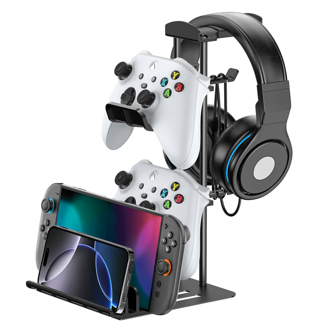 KDD Gaming Headset Ständer, Controller Halter & Kopfhörer Halterung Tisch, Headphone Stand mit Alumi