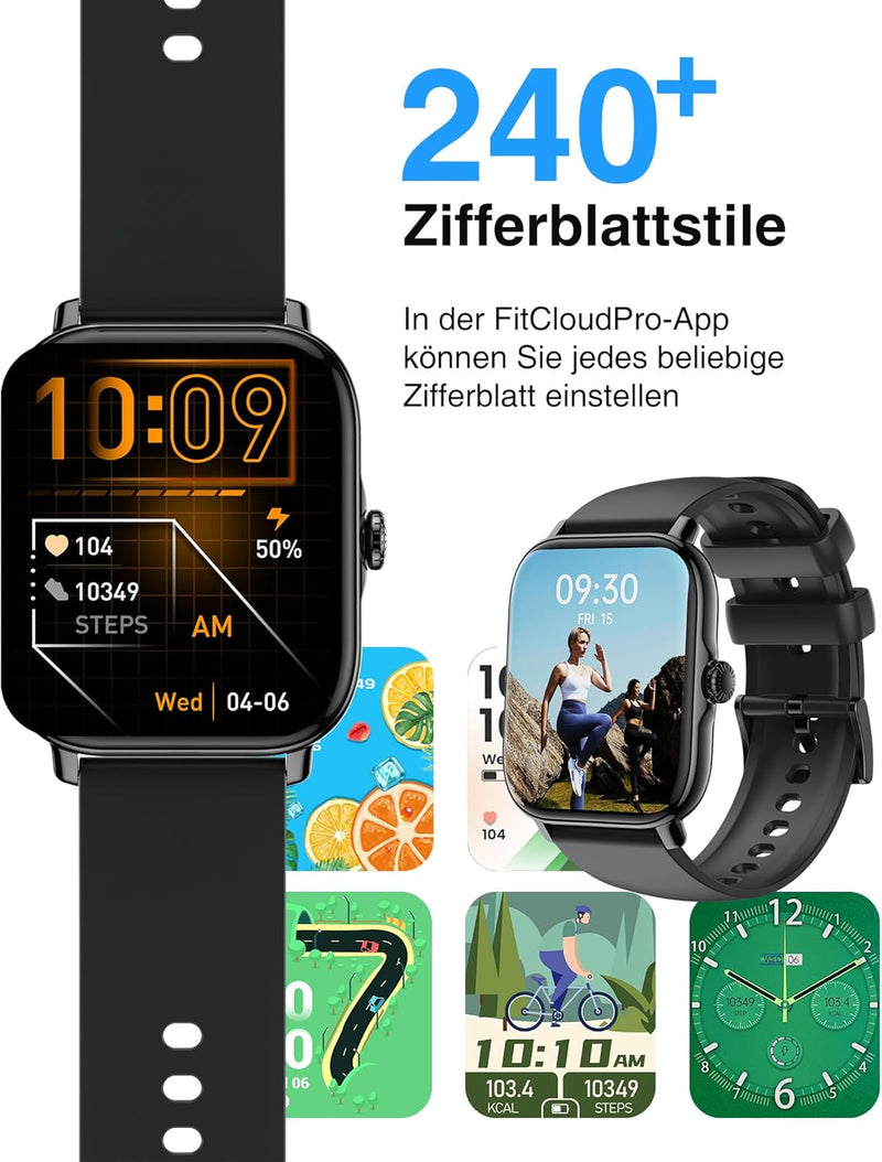 Smartwatch-Herren-Damen-mit-Telefonfunktion - 1,85 Zoll Touchscreen Smart Watch, 111+ Sportmodus,IP6