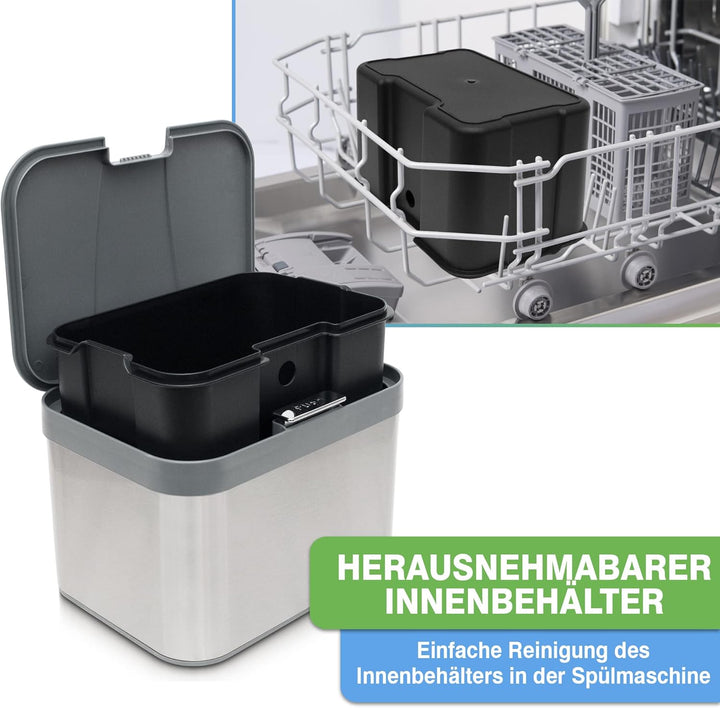 YourCasa® Biomülleimer Küche 4,3 L aus Edelstahl - geruchsdichter Bio Mülleimer mit Deckel & spülmas