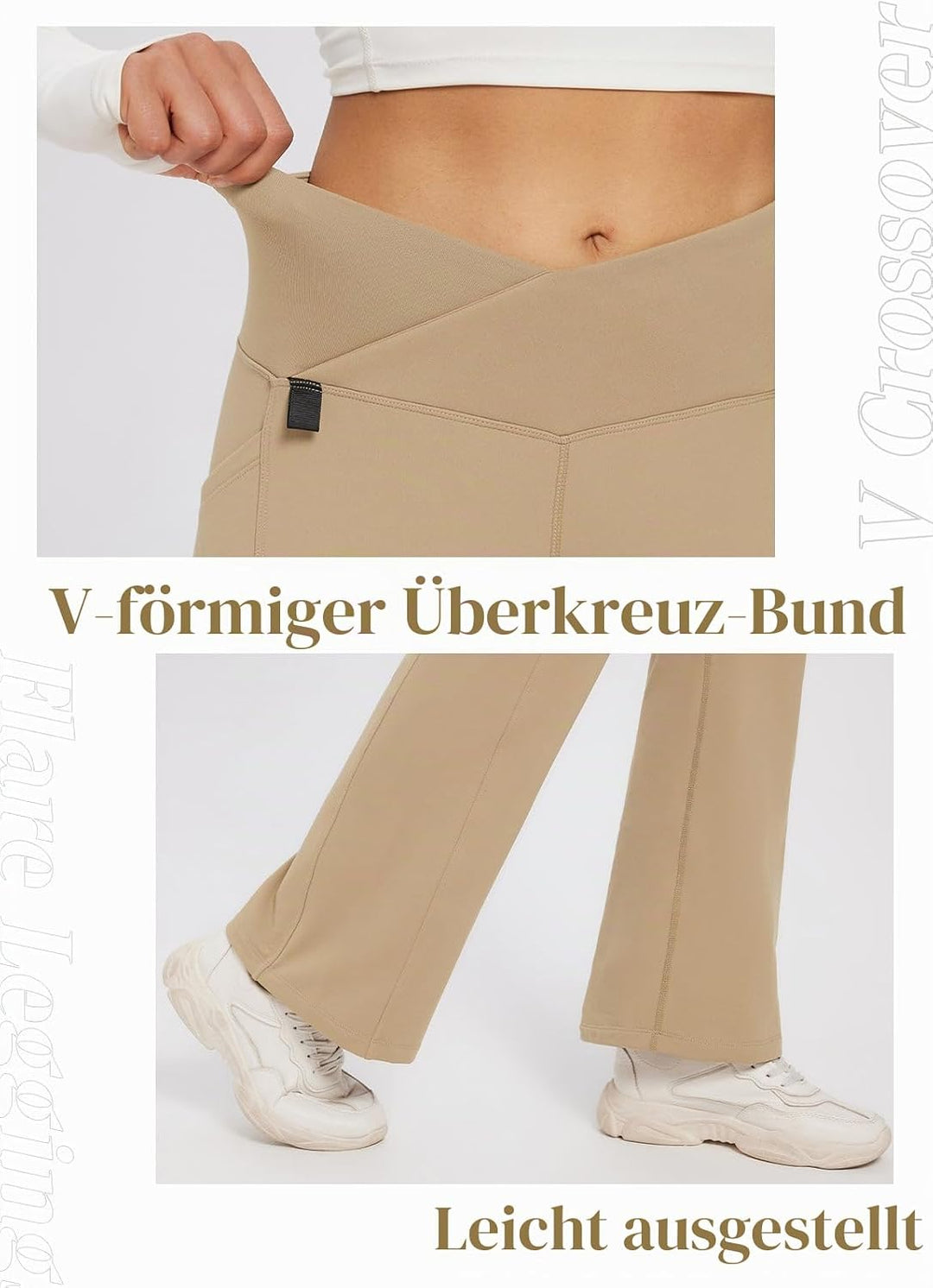 baleaf Thermo Hose Damen Thermo Leggings mit Taschen Wanderhose Wasserabweisend Bootcut Leggings Sch