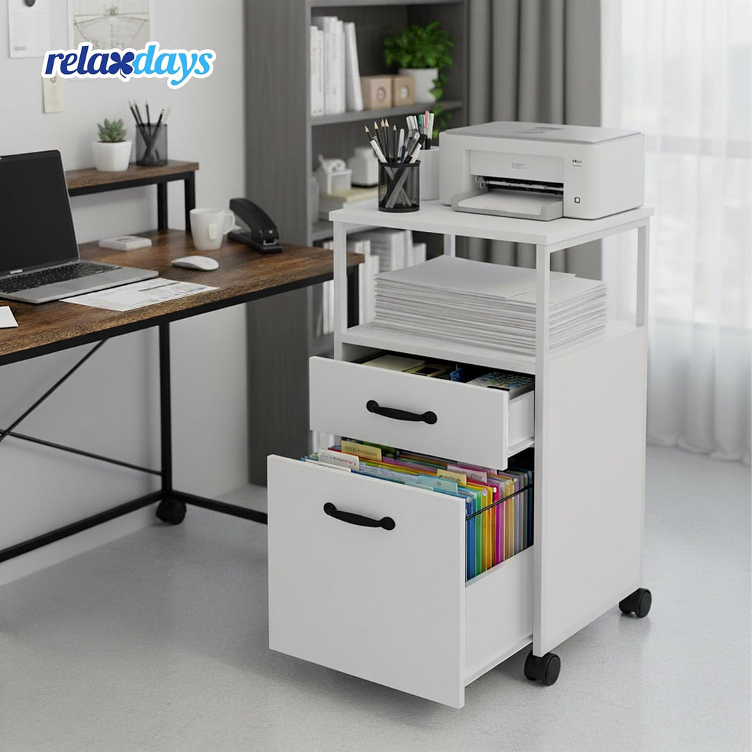 Relaxdays Rollcontainer, 2 Schubladen, Hängeregister, modernes Design, HBT: 66,5 x 42 x 44 cm, Akten