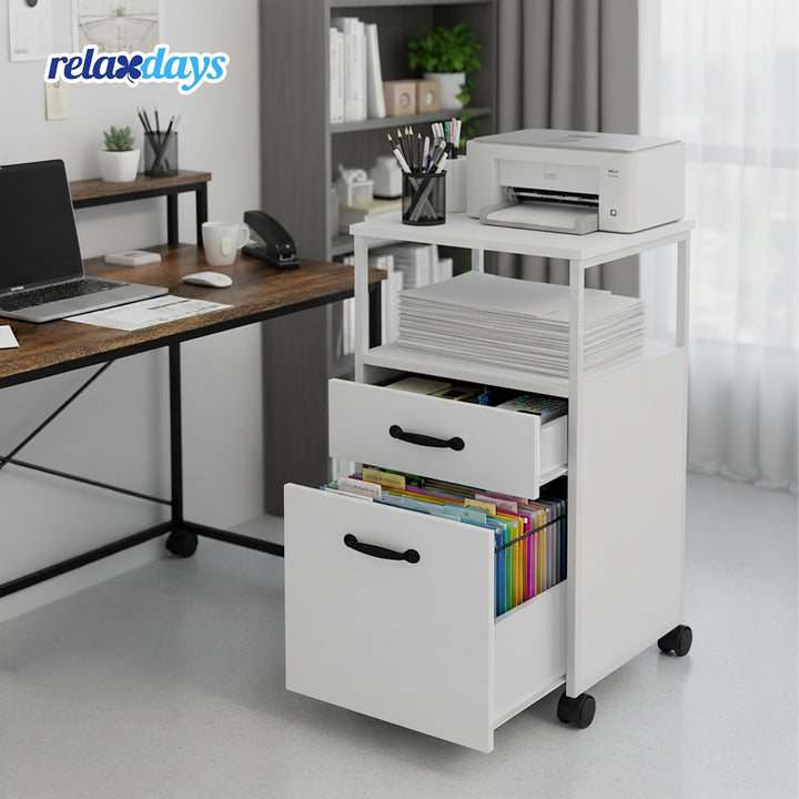 Relaxdays Rollcontainer, 2 Schubladen, Hängeregister, modernes Design, HBT: 66,5 x 42 x 44 cm, Akten