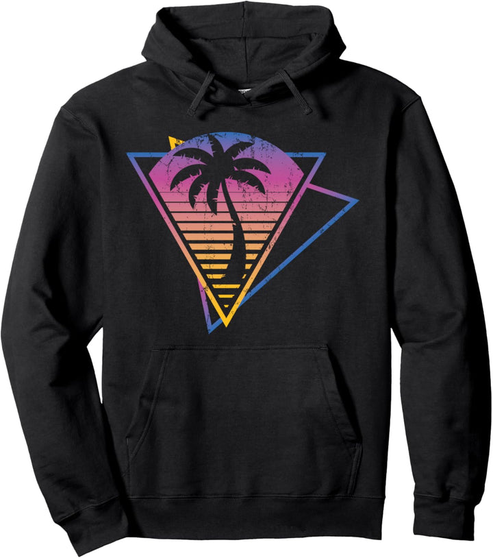 80er Kunst Retro Synthwave Aesthetic Palmen 1990 Vaporwave Pullover Hoodie