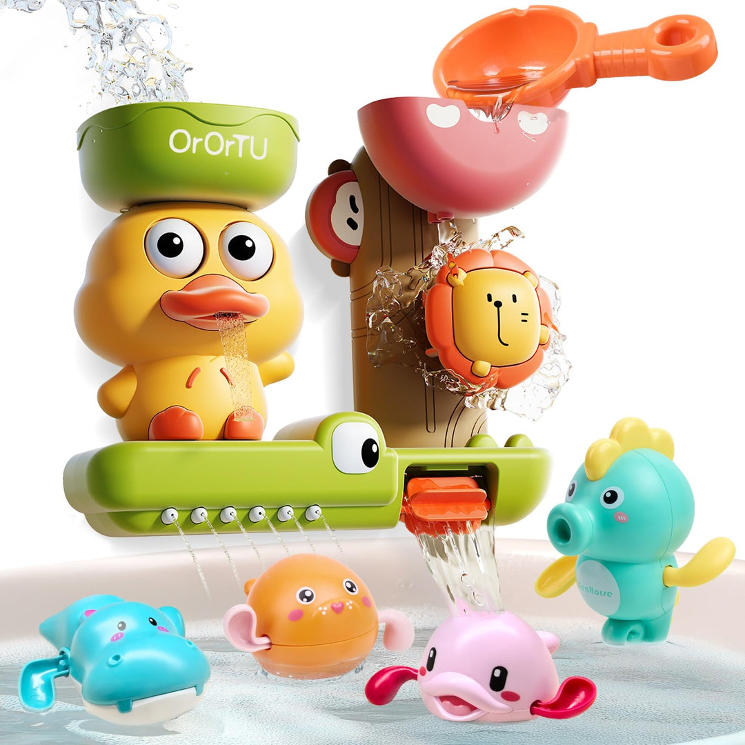 OR OR TU Baby Badespielzeug, Wassermühle Drehendes Wasserspielzeug mit Saugnäpfen, Aufziehendes Bade