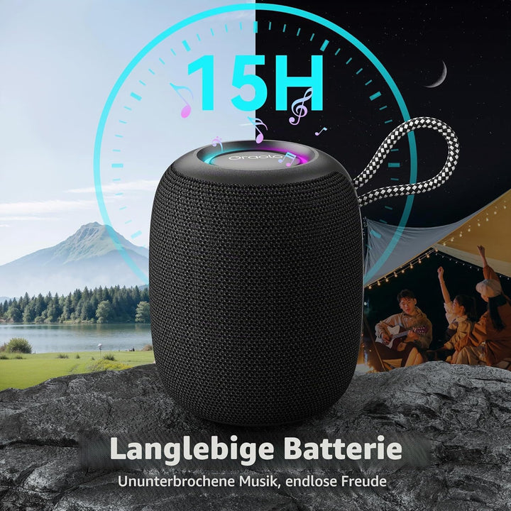 oraolo Bluetooth Lautsprecher, IPX7 Wasserdicht Musikbox Bluetooth, 30 Stunden Abspielzeit, LED Bele