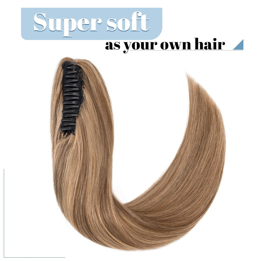 SEGO Ponytail Extension Echthaar mit Klammer Pferdeschwanz Zopf Clip in Haarteil Haarverlängerung 10