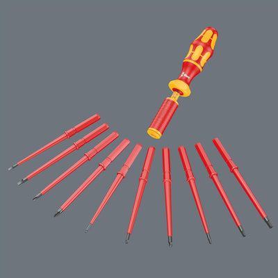 Wera Kraftform Kompakt VDE Torque, VDE-isolierter Bit-Handhalter mit Wechselklingen-Sortiment, 1,2-3