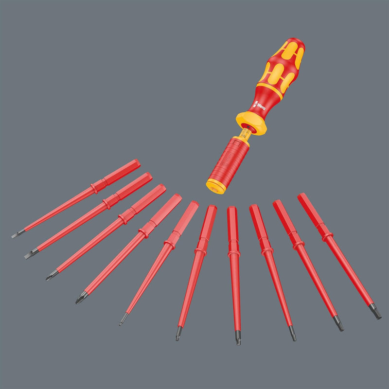 Wera Kraftform Kompakt VDE Torque, VDE-isolierter Bit-Handhalter mit Wechselklingen-Sortiment, 1,2-3