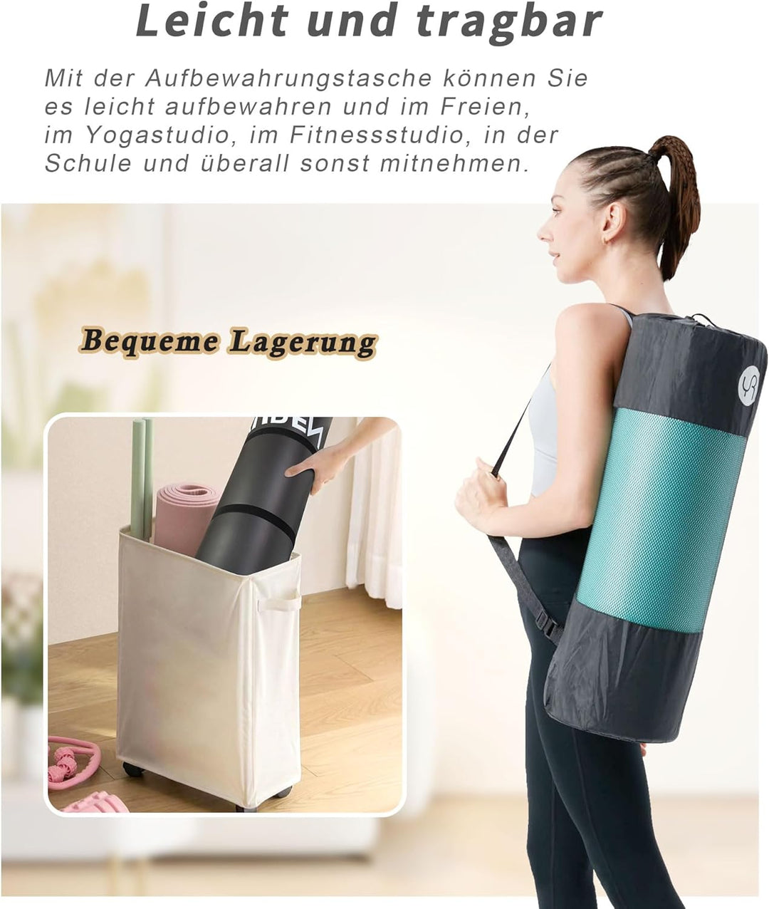 Yogamatte 2cm Extra Dick Fitness Matte 195×61cm NBR Gymnastikmatte Übungsmatte für Pilates Gym Worko