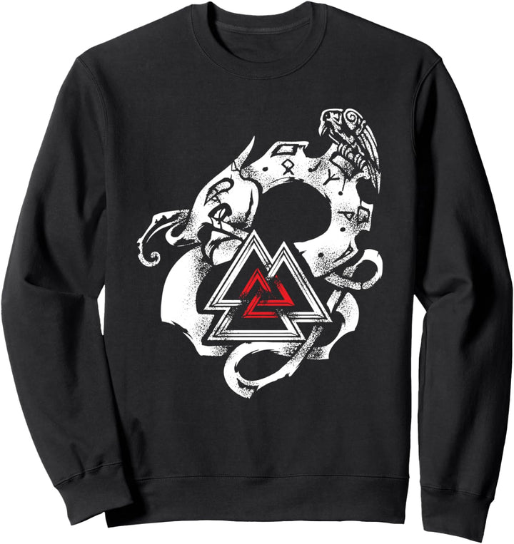 Wikinger Jörmungandr Symbol Rabe - Midgardschlange Sweatshirt