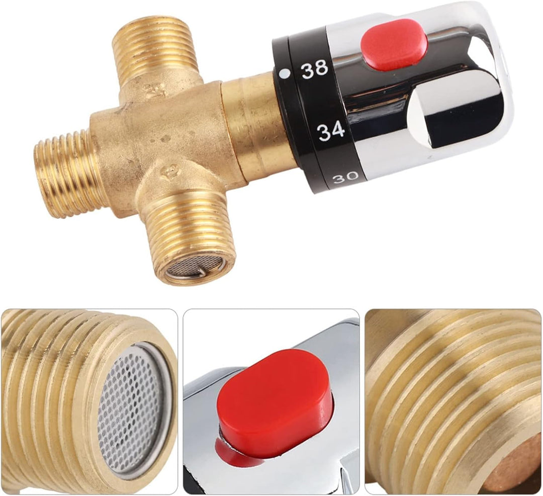 FTVOGUE Messing Thermostat Mischventil Rohr Becken Wassertemperatur Thermostat Steuerwerkzeug für Kü