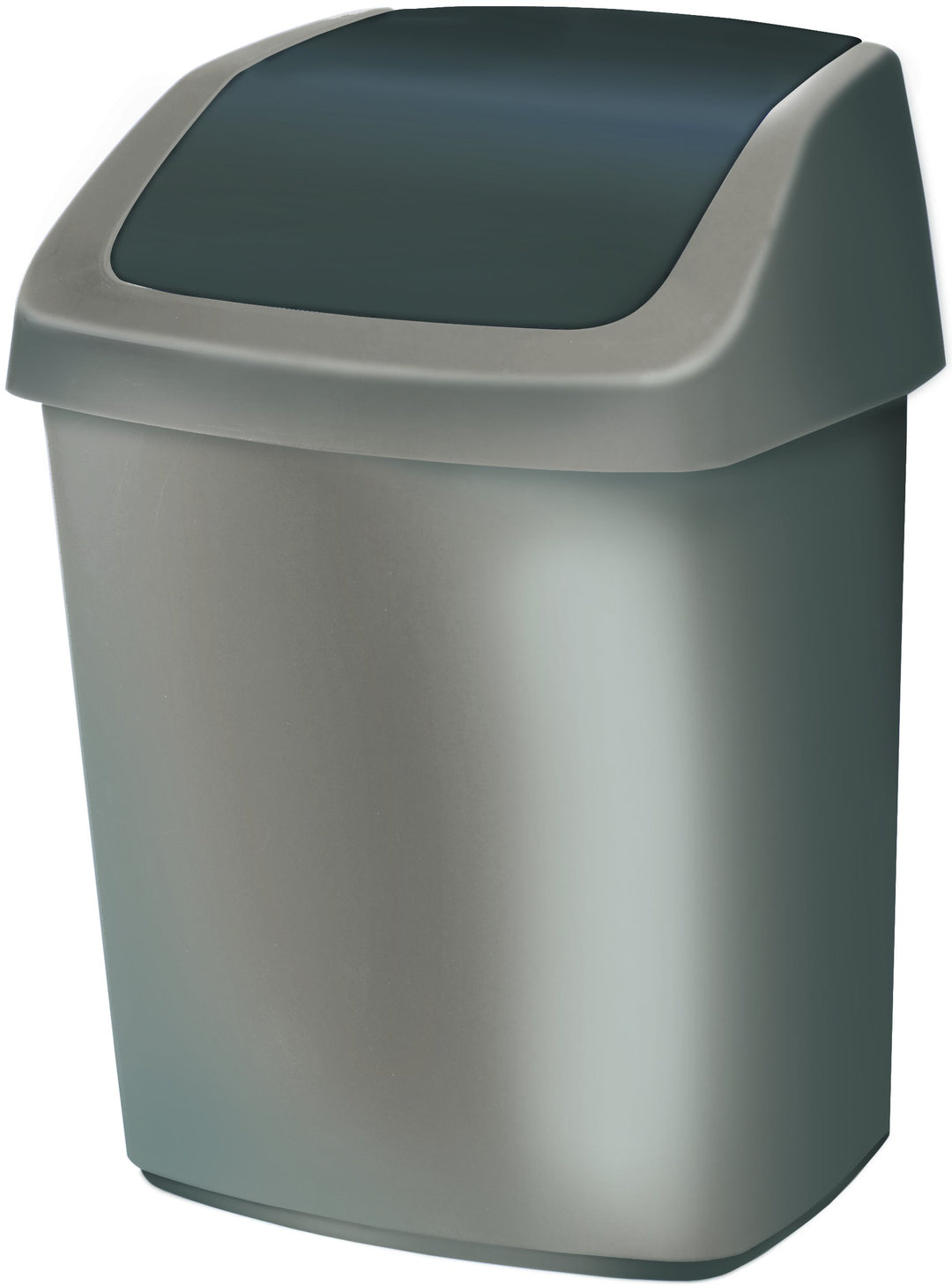Curver 03984-373-00 Abfallbehälter Swing-Top 10 L, Silber/anthrazit Schwarz / Hellgrau 10 l, Schwarz