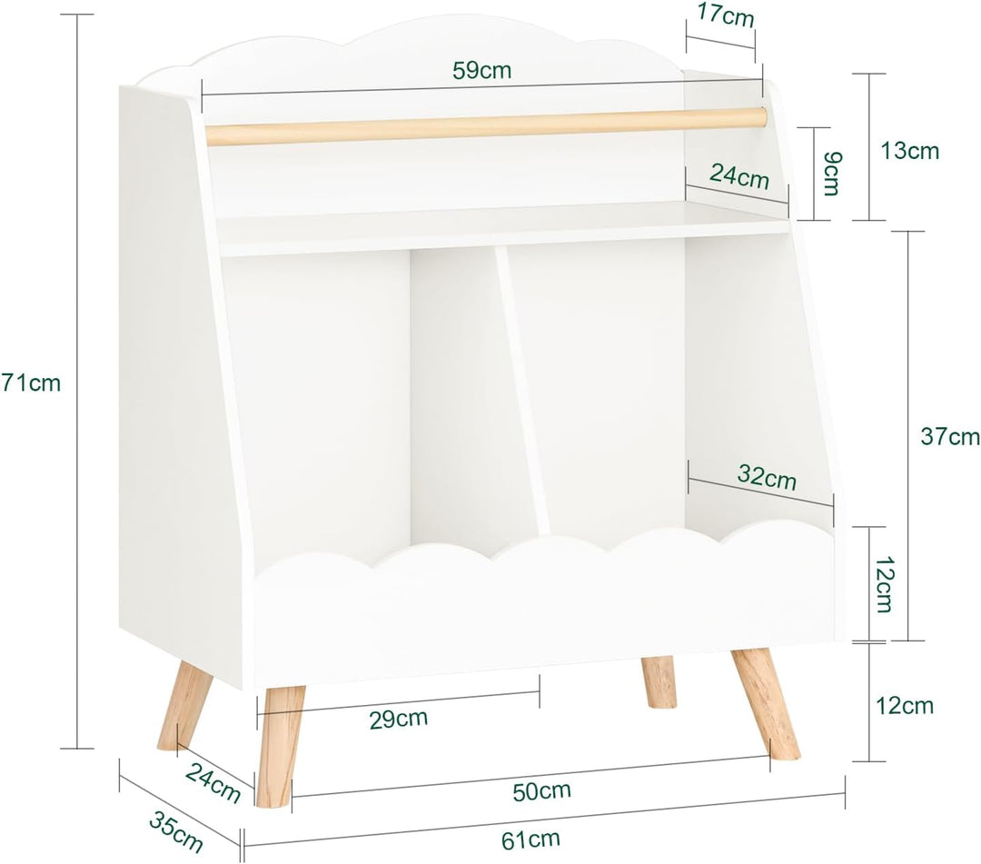 SoBuy Kinderregal mit 3 Fächern Bücherregal Aufbewahrungsregal für Kinder Montessori Regal weiss BHT