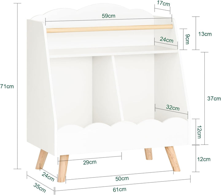 SoBuy Kinderregal mit 3 Fächern Bücherregal Aufbewahrungsregal für Kinder Montessori Regal weiss BHT