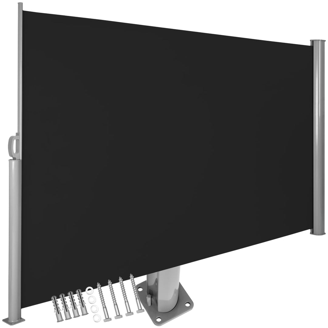 tectake blickdichte Aluminium Seitenmarkise, Wind- und Sichtschutz für Balkon, Garten und Terrasse,