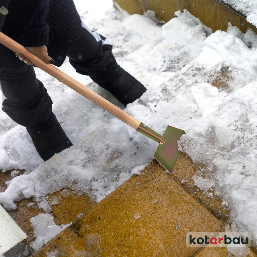KOTARBAU® Eisschaber 15x17 cm Verzinkt Stahl Eisstösser Holzstiel 110 cm Eeisscharre Eishacker Eisst