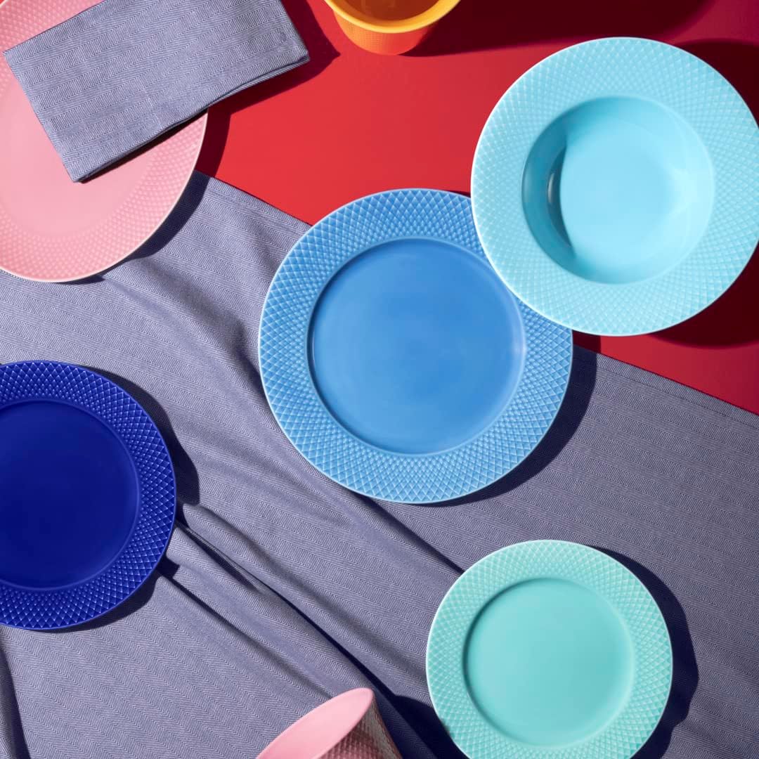 Lyngby Porcelæn Lunch-Teller Ø21 cm Rhombe Color Mix & Match aus Porzellan Ø21 cm Hellblau, Ø21 cm H