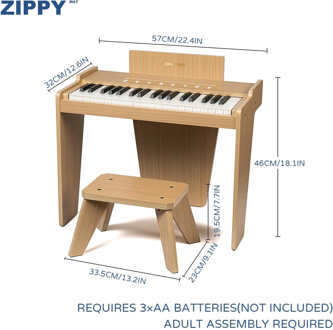 ZIPPY MAT Kinderklavier, 37 Tasten Digitalpiano für Kinder, berührungsempfindliches Bedienfeld, Laut
