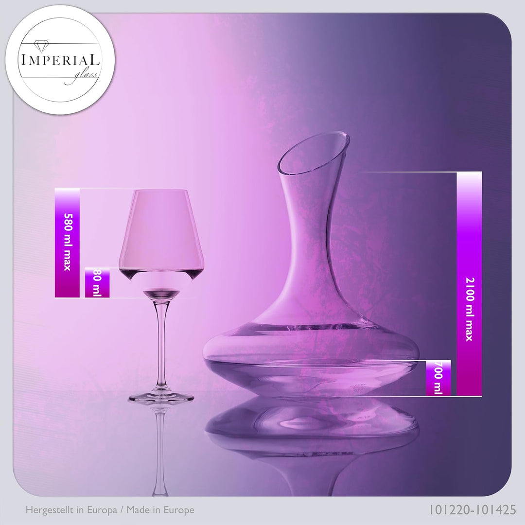 Weindekanter mit 4er Set Rotweingläser aus Crystalline Glas Serie Athen 2100ml/580ml Weinkaraffe Bor