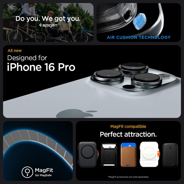 Spigen Rugged Armor MagFit Hülle für iPhone 16 Pro, Kompatibel mit MagSafe Zubehör -Grau