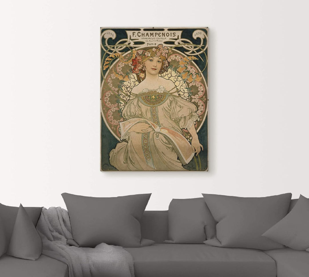 ARTland Leinwandbild Wandbild Bild auf Leinwand 30x40 cm Wanddeko Frau Blumen Champagne Plakat für F