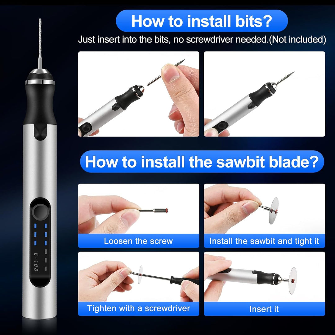 Euakee USB wiederaufladbarer Gravierstift, Mini Electric DIY Engraver Cordless Rotary Tools, tragbar