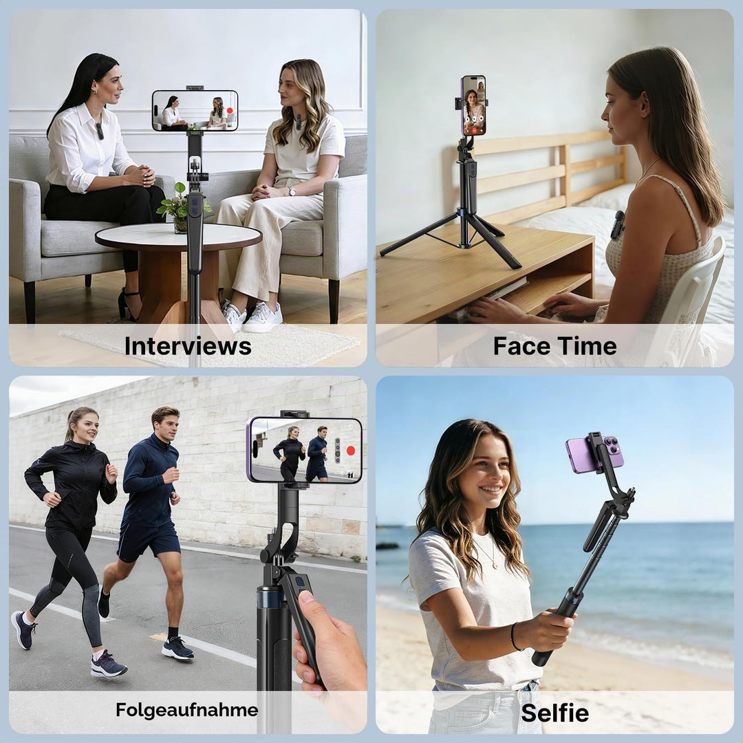 yAyusi Vlogging-Kit für iPhone/Android, 180 cm Ausziehbares Selfie-Stick-Stativ mit Licht, Fernbedie