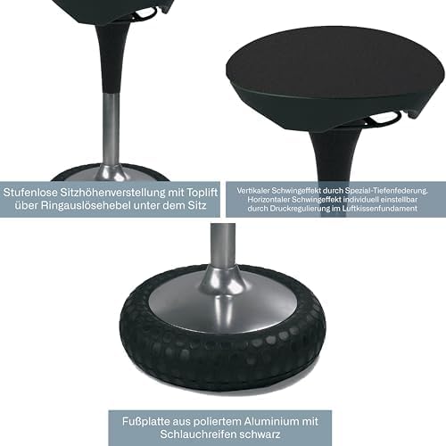 Topstar SI69G28 Sitness 20, ergonomischer Sitzhocker, Arbeitshocker, BürohockermitSchwingeffekt,Sitz
