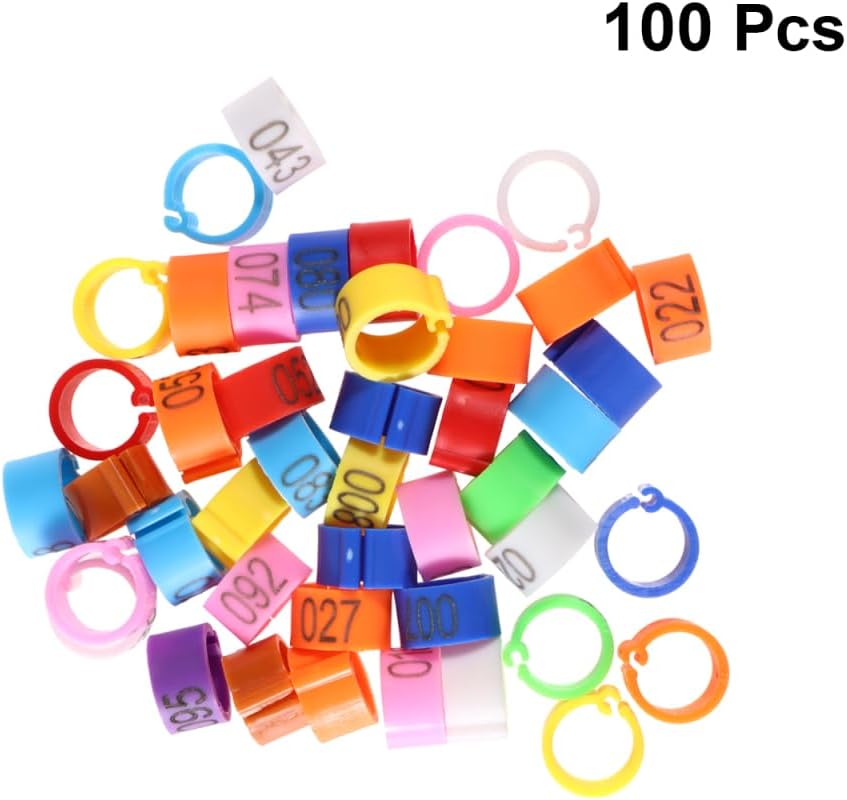 BESPORTBLE 100 StüCk Kunststoff Taubenringe 8Mm Mit Zahlen Vogelidentifikationsringe Bunte FussRinge