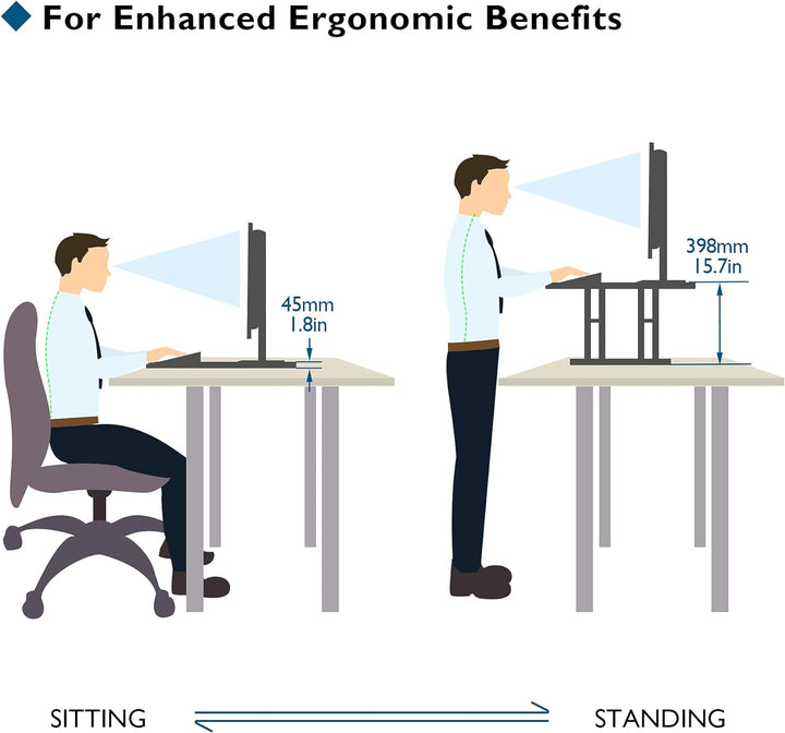 BONTEC Steh-Sitz Schreibtisch Steharbeitsplatz Stehpult Standtisch Ergonomische Höhenverstellbar für