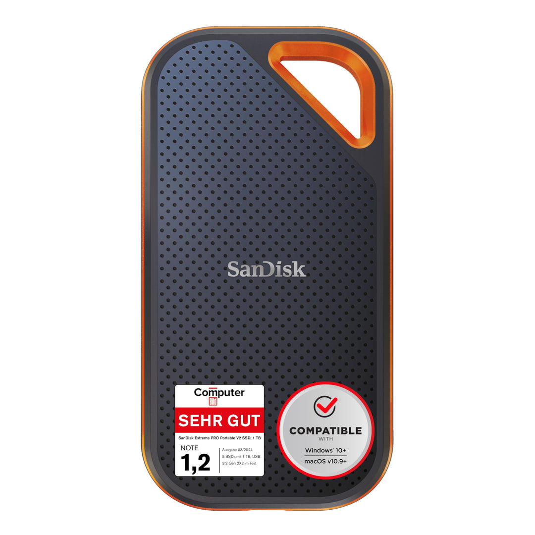 SanDisk Extreme PRO Portable SSD 1 TB Mobiler Speicher (externe NVMe SSD 2,5 Zoll, 2.000 MB/s Lesen