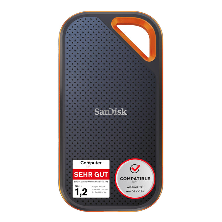 SanDisk Extreme PRO Portable SSD 1 TB Mobiler Speicher (externe NVMe SSD 2,5 Zoll, 2.000 MB/s Lesen