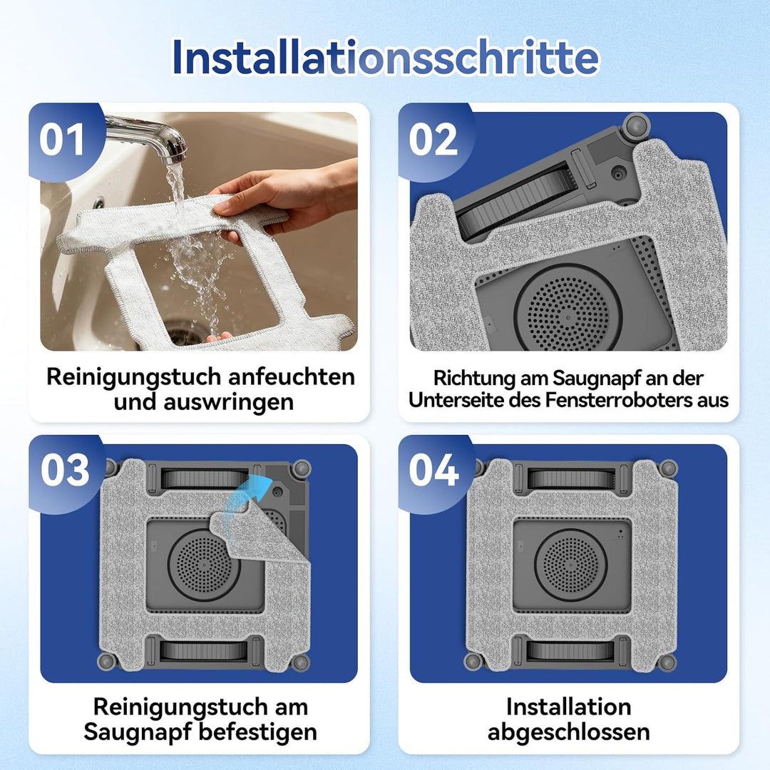 Reinigungstücher Zubehör, passend Fensterputzroboter, Fensterputzroboter Mikrofasertücher 4 Stück Er