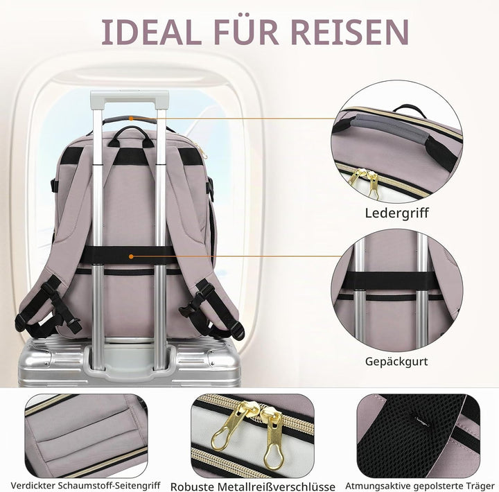 KROSER Laptop Rucksack 17,3 Zoll Handgepäck Daypack wasserabweisende Multifunktions-Laptoptasche für