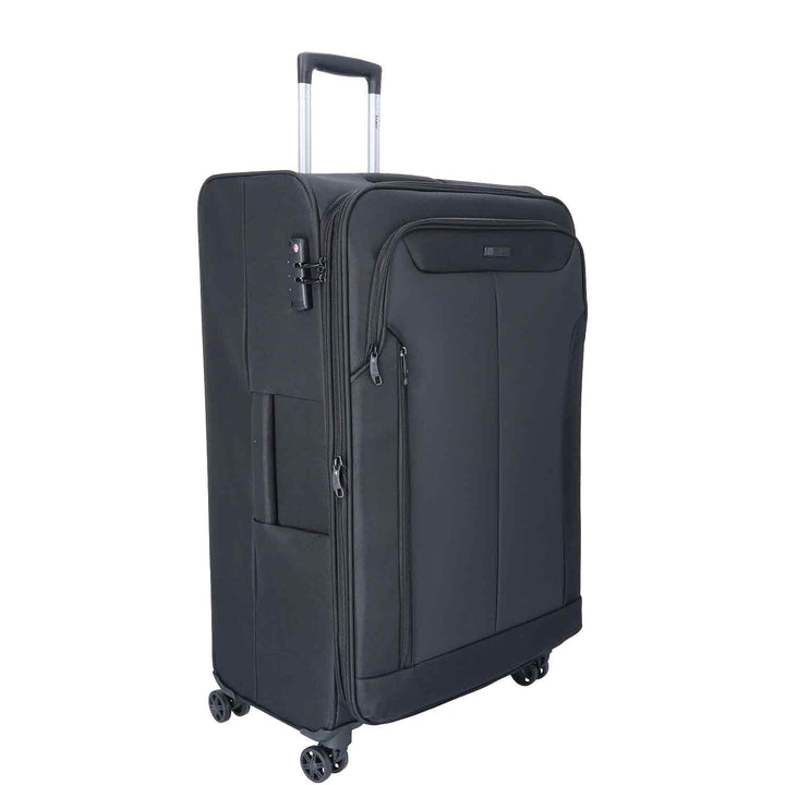 TheTrueC 4 Rollen Koffer Superlight 77cm Kopenhagen, Reissverschlussteiler|Kratzfest, Black