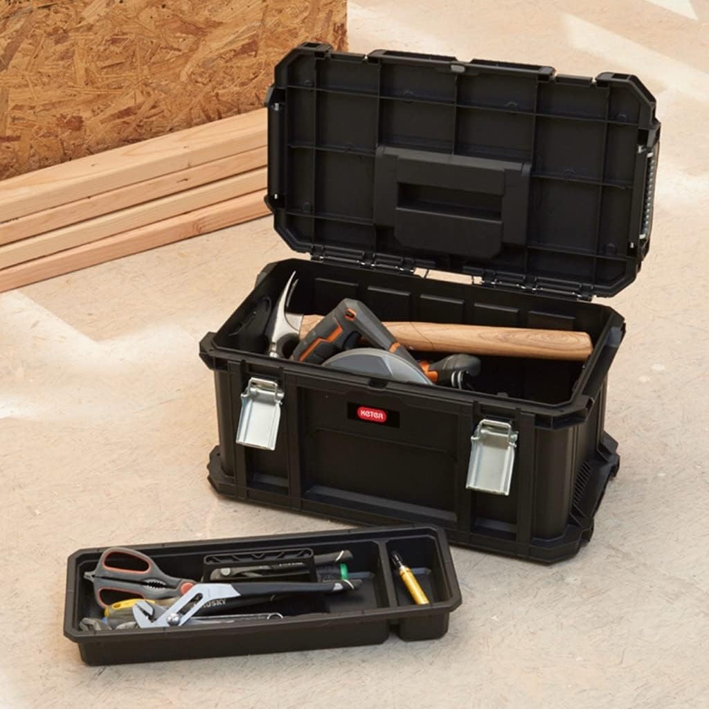 Keter Connect Werkzeugkasten, 54x31.2x27.5 cm, mit herausnehmbaren Einsatz, stapelbar (Connect Syste