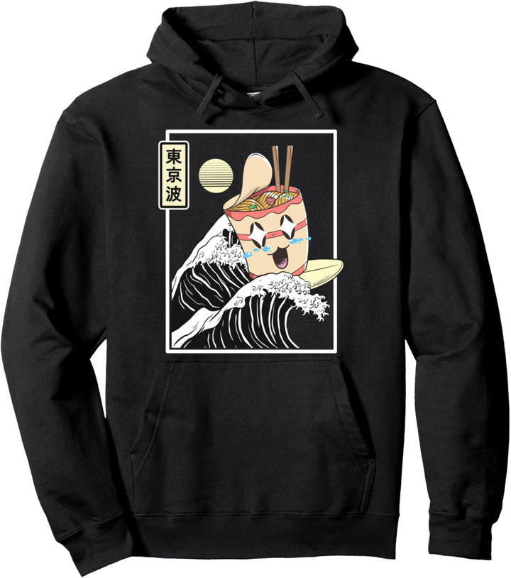 Instant Ramen Nudeln Surfen Japanische Welle Retro Kawaii Pullover Hoodie