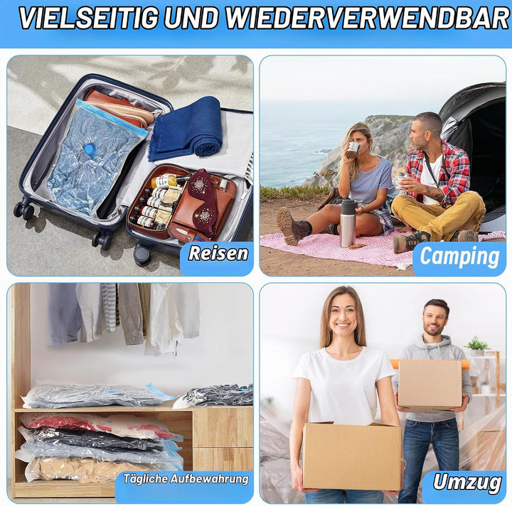 Vakuumbeutel für Kleidung Bettdecken, 16 Stück Vakuumierbeutel (4 * 100x80cm+4 * 80x60cm+4 * 60x40cm