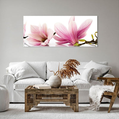 Wandbilder Dekoration Wohnzimmer Magnolie blume natur pflanze Panorama Bilder auf Leinwand 120x50cm