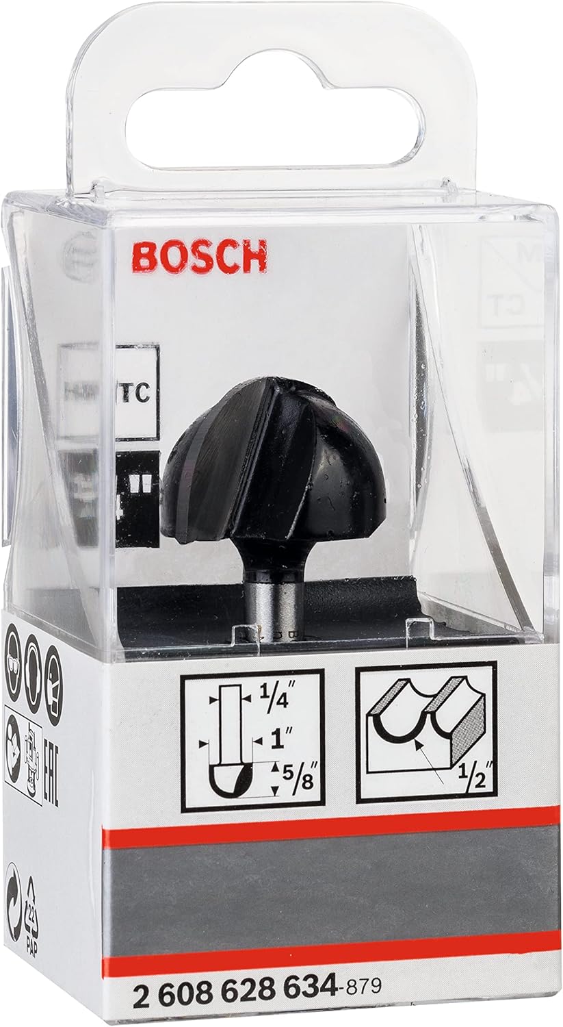 Bosch Professional 1x Hohlkehlenfräser Standard for Wood (für Holz, Radius 1/2'', Arbeitslänge 39/64