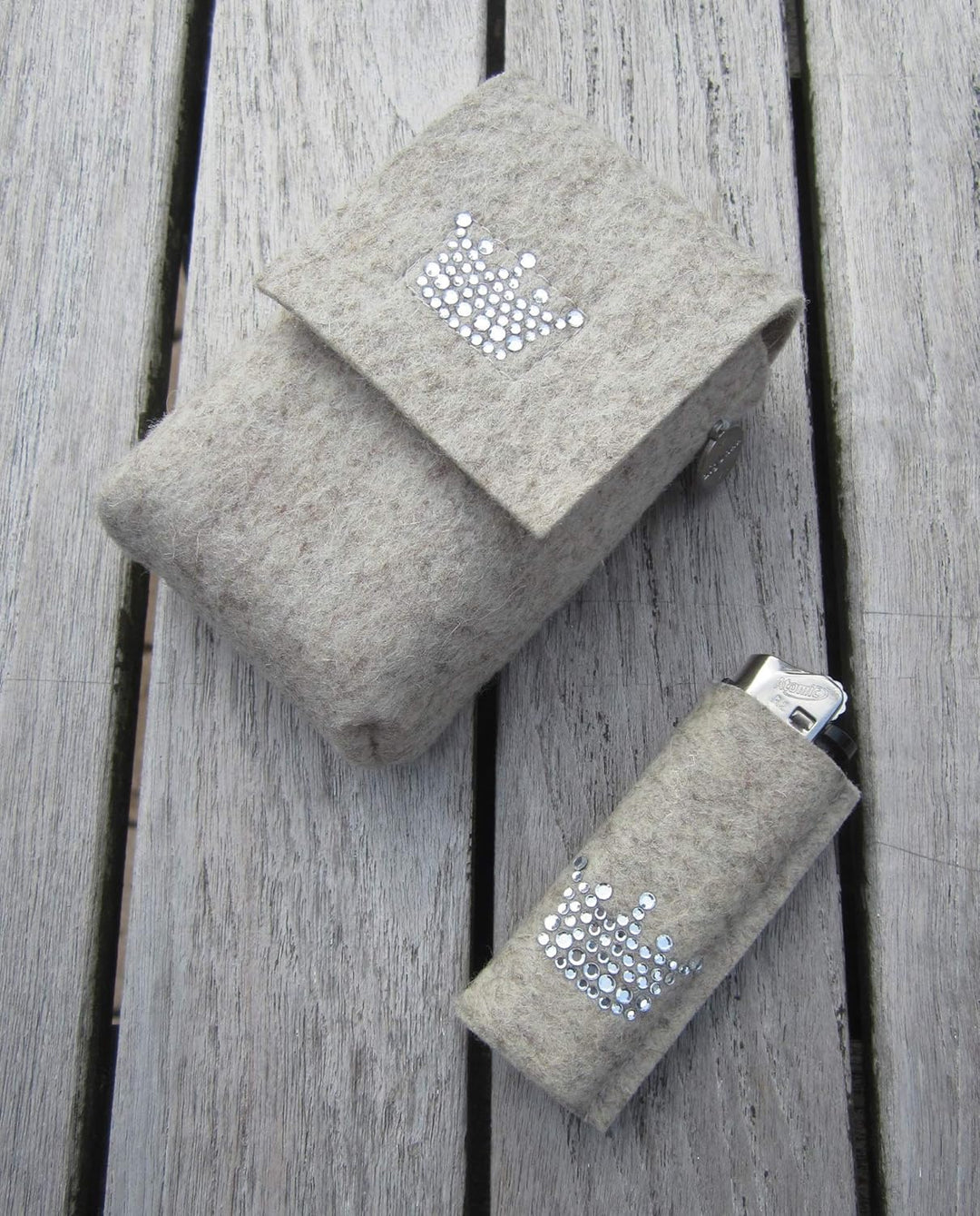 zigbaxx Set Zigarettenetui mit Feuerzeughülle LITTLE CROWN - Zigarettenhülle für Zigarettenschachtel