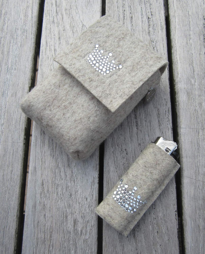 zigbaxx Set Zigarettenetui mit Feuerzeughülle LITTLE CROWN - Zigarettenhülle für Zigarettenschachtel
