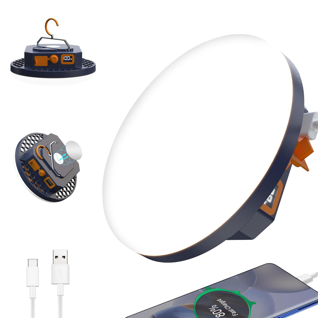 Campinglampe LED 2000 Lumen Camping Laterne mit 9900mAh Powerbank Aufladbar Zeltlampe, Suchscheinwer