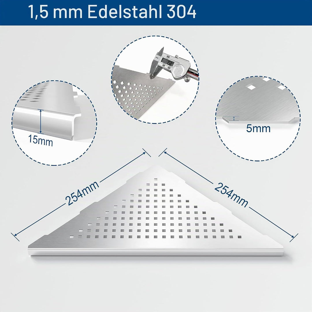 Neodrain Eckablage Duschablage Edelstahl Duschregal Eingebaute Duschkorb für Badezimmer Shampoo Halt