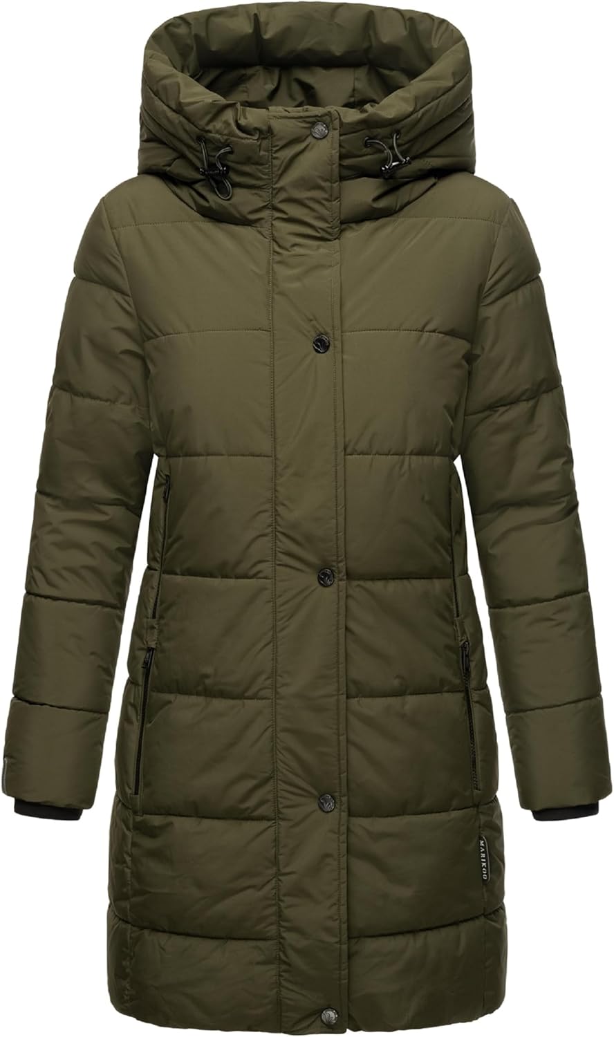 MARIKOO Damen Wintermantel Warmer Steppmantel lang mit Kapuze Karumikoo XVI XS-3XL M Dark Olive, M D